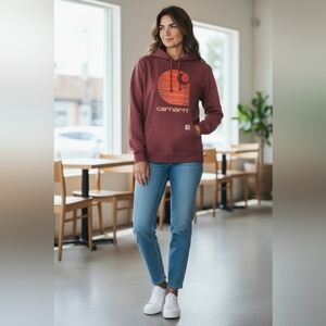 Carhartt Women's Size 2XL Rain Defender Maroon Hoodie Sweatshirt  Relaxed Fit